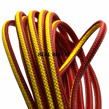 

5m/lot approx: 8*5mm red yellow Flat Wide Braided Leather Cords Ropes fit Wrap Necklace Bracelet DIY Jewelry Making Findings