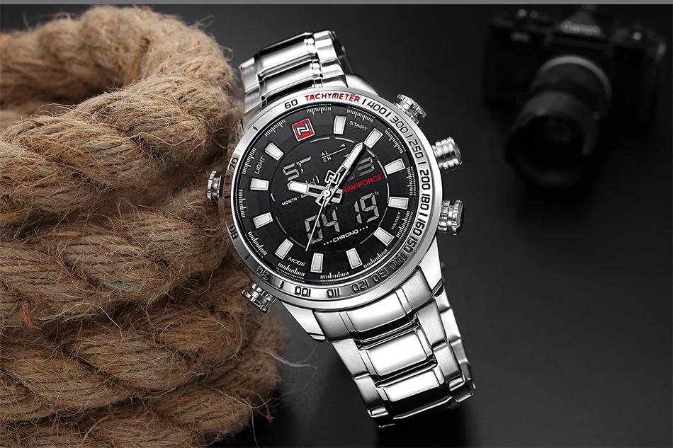 NAVIFORCE Топ люксовый бренд мужские спортивные часы мужские s полностью Стальные кварцевые цифровые часы мужские водонепроницаемые наручные часы Relogio Masculino
