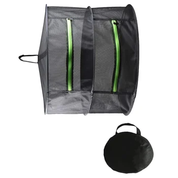 

1 Pc 2-layers Folding Round Drying Net Multi-Function Fruit and Vegetable Drying Fish Clothes Basket Dryer Storage Bag with Zipp