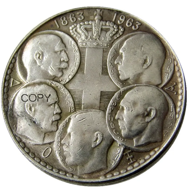 G(49)REECE 30 DRACHMAI 1963 Centennial пять греческих король 1863 карта Греции посеребренные монеты