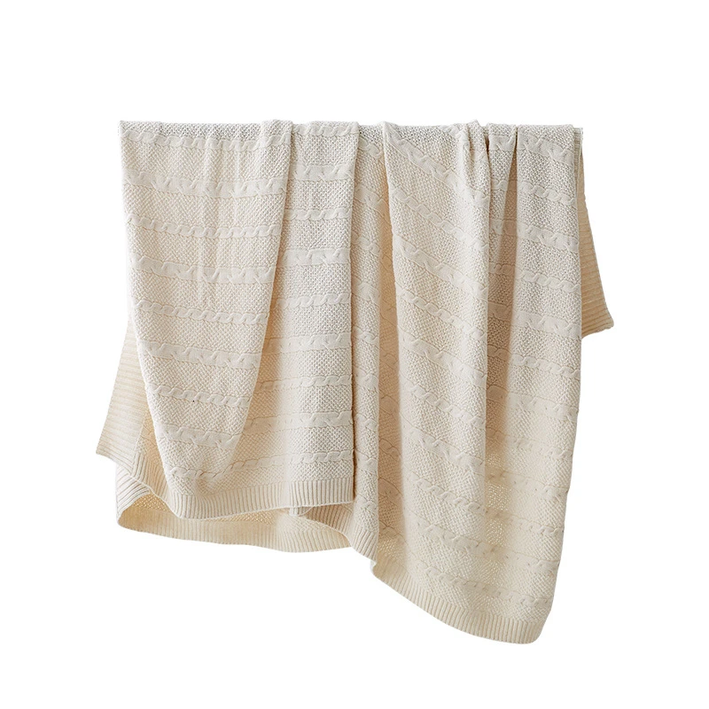 Скандинавские хлопчатобумажные тканые нитки одиночный двойной человек чистый цвет трикотажная покрывало для кровати ворс
