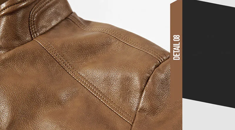 Mcikkny Men Biker Pu Leather Jackets Stand Collar Thermal Motorcycle Leather Outwear Coats For Male Size M-5XL Windbreak (4)