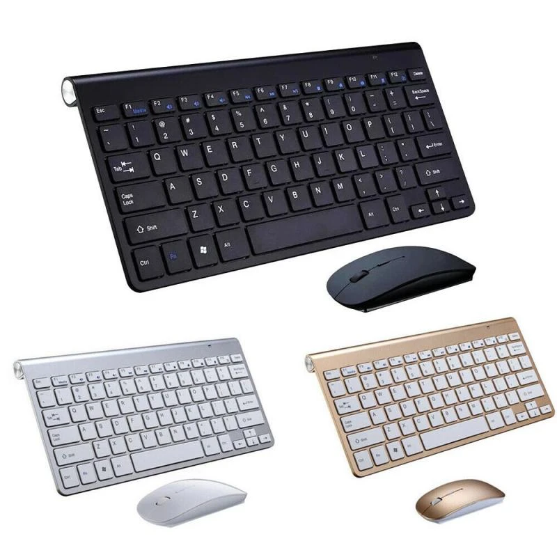 Tegen jam Contractie Mini multimedia full size toetsenbord muis combo set 2.4g draadloos stil  toetsenbord en muis voor mac notebook laptop desktop pc|Toetsenborden| -  AliExpress