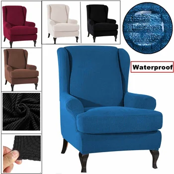 

Wingback Sloping Arm King Back Chair Cover Elastic Armchair Wing Sofa Back Chair Cover Stretch Protector Slip Cover Protector