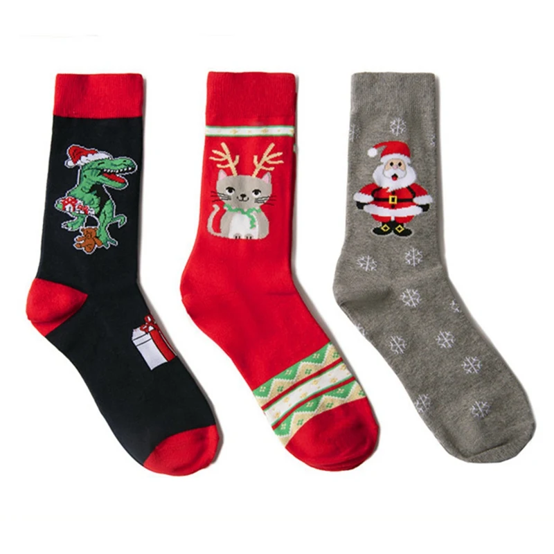 Lovely Christmas Socks Women Men Gift Santa Claus Deer Warm Winter Xmas