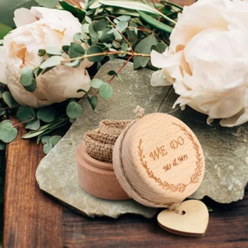 

1 Pcs Antique Carved Ring Box Wedding Ring Box Ring Frame Wooden Ring Box Holder Custom Your Names And Date Wedding Ring Bearer