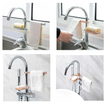 

New Sink Hanging Storage Rack Storage Holder Sponge Bathroom Kitchen Faucet Clip Dish Cloth Clip Shelf Drain Dry Towel Organizer