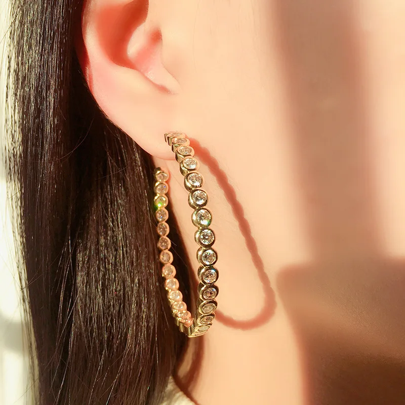 

Женские серьги-кольца SINZRY, с фианитом, винтажные серьги-подвески