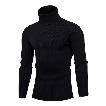 

Men's Autumn Winter Sweater Fashion High Collar Male Sweater Comfortable Casual Male Sweater Pullover Solid Color Knit Male Tops