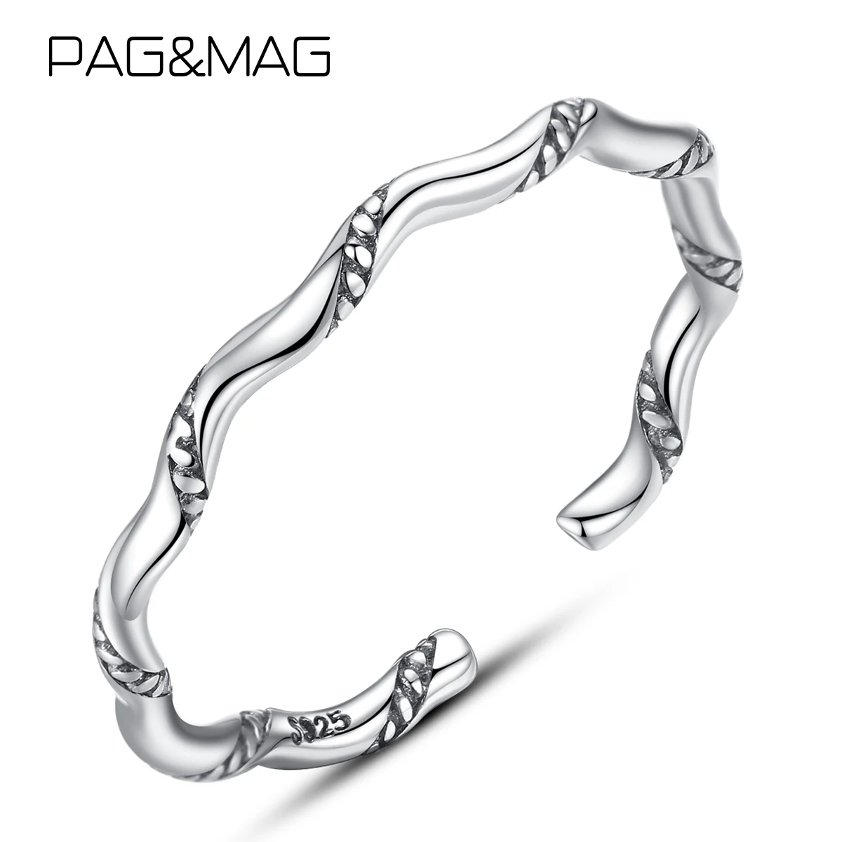 Женское кольцо из стерлингового серебра 925 пробы PAG &amp MAG винтажное открытое