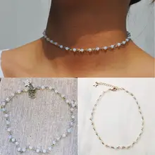 Высокое качество, простое ожерелье, каменное ожерелье для женщин, регулируемое металлическое ожерелье из натурального камня, новинка, горячая Распродажа@ 6