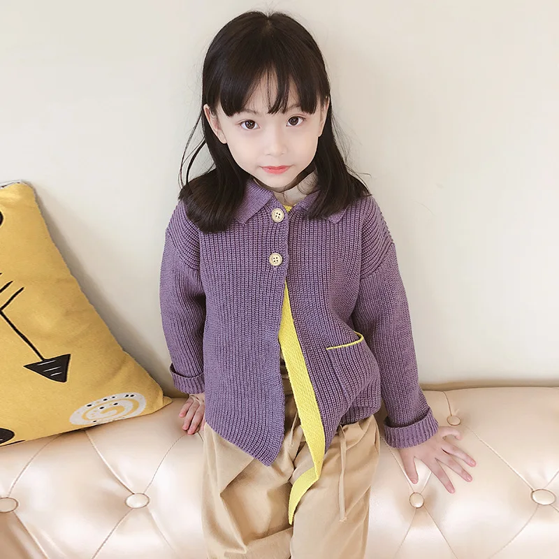 

Girl's Cardigan Sweater Coat Autumn And Winter 2018 New Style Children Korean-style Mixed Colors Tops Kid's Jacket Sweater