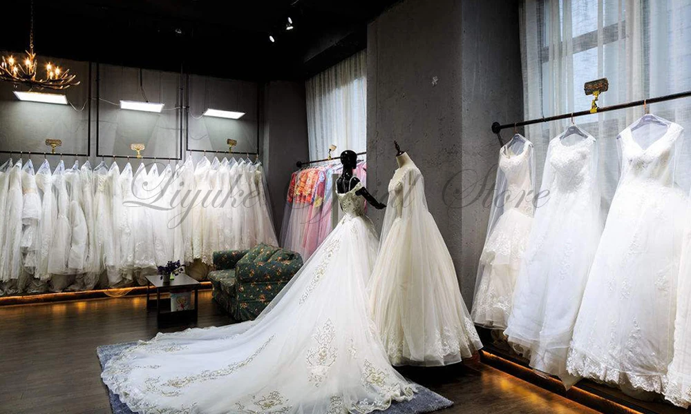 dresses for wedding Liyuke Real Photos A Line Wedding Dress Ivory Satin Skirt Full Sleeve  Bling Bling Plearls Bridal Dress black wedding dresses