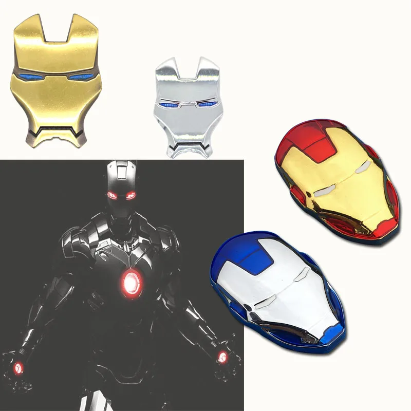 3D Auto Chrome Metal Iron Man Car Emblem Stickers Logo Decoration The Avengers For Car Styling Decals Exterior Accessories