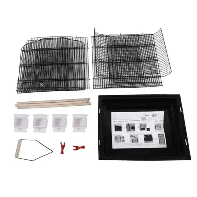 Portable Wire Cage Pet Cage Parrot Cage With Wooden Stand Rod Feeding Cup Simple Structure And Easy Assembly Easy To Clean Up