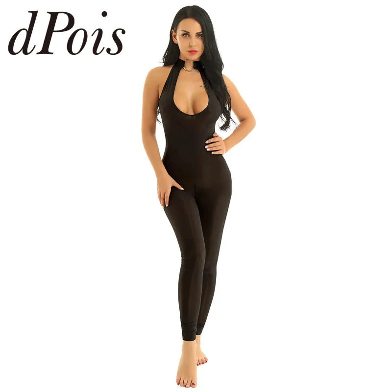 Сексуальное женское Прозрачное нижнее белье Цельный купальник с лямкой через