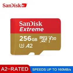 SanDisk Extreme 256 ГБ карты памяти TF флэш-карты 128 GB SDXC объемом 64 Гб UHS-I MicroSD карты U3 Class10 V30 A2 для видео в формате 4 K UHD 160 МБ/с