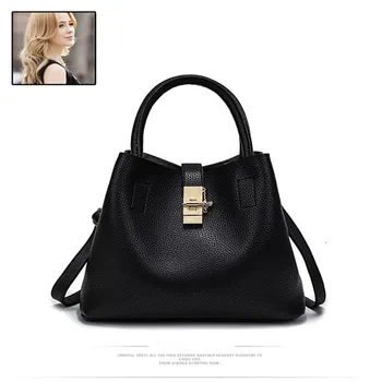 

Women's bag single shoulder bag thickened lychee grain Pu portable bucket bag women's mother 2020 European and American Single S