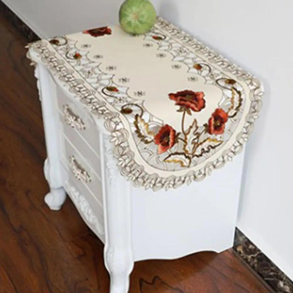 

Vintage Embroidered Fabric Rectangular Tablecloth For Wedding Party Event Banquet Home Decoration Supply Christmas Table Cover