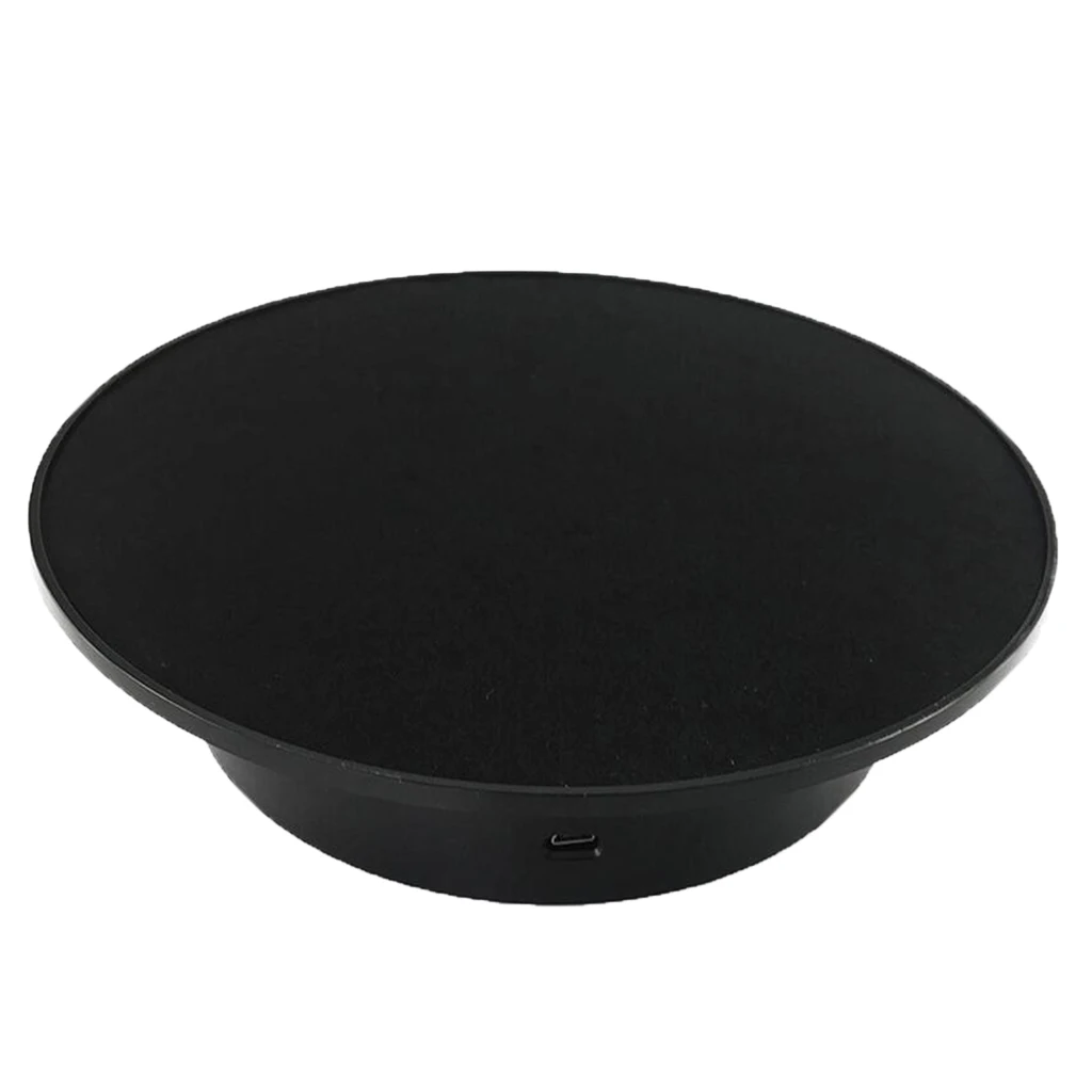  USB/Battery 360 Rotating Jewelry Display Turntable Stand Velvet /Mirror Top