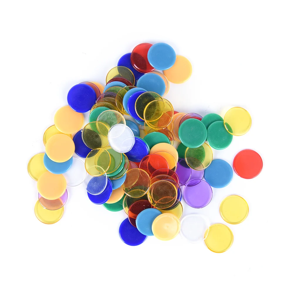 

100pcs Count Chips Markers for Game Cards Plastic for Classroom Children Games Color Random