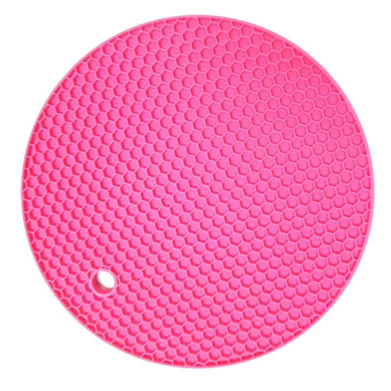 PINK Горячая 18 см круглый обеденный стол силиконовые коврики бамбуковые салфетки Pad Водонепроницаемый Нескользящие термостойкие Кухня подставка под чашку выпечка, барбекю коврики - Цвет: PINK