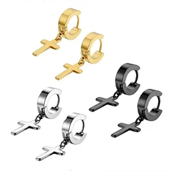 Unisex Cross Earrings Piercing Jewelry Gift Cross Dangle Hoop Earrings For Women and Men