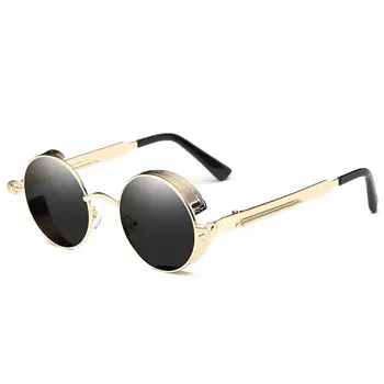 

JULI Steampunk Vintage Sunglass Fashion Round Sunglasses Women Brand Designer Metal Carving Sunglasses Men Oculos de Sol 8038