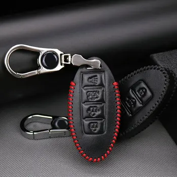 

Leather Car Key Case Cover For Nissan X-trail T31 T32 Juke Note Qashqai J10 J11 Teana J32 Murano Primera p12 Keyring Key Holder