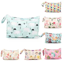 

Baby Diaper Bag Printed Waterproof Wet Dry Nappy Zipper Handbag Stroller Carry Pack Travel Outdoor Wet Diaper Storage Bag Pocket