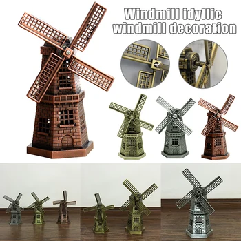 

Dutch Holland Windmill Alloy Metal Decoration Statue Figurine for Home Office BJStore