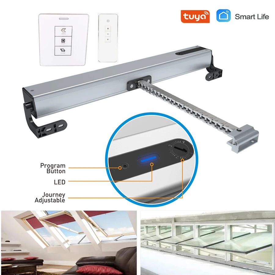 220v Skylight and Roof window Motor Chain Opener WIFI TUYA 100-400mm Travel Adjustable skylight motor opener