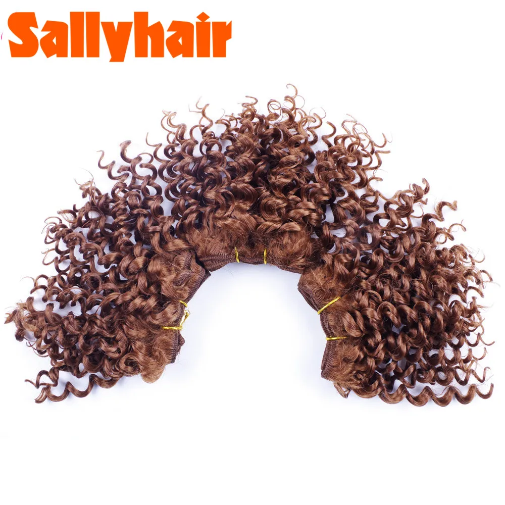 Sallyhair Ombre Color Afro Kinky Curly Crochet Hair Weave Mixed Black Burgundy Synthetic Hair Extensions 3pclot Hair Weavings  (24)