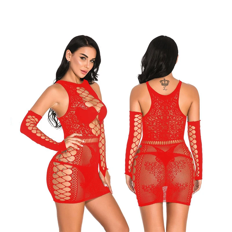 Hot Sexy Lingerie Dress Sexy Lace Erotic Apparel One Size Without Underwear Chemise with Short Sleeve Spart Lace Exotic DRESS 3)