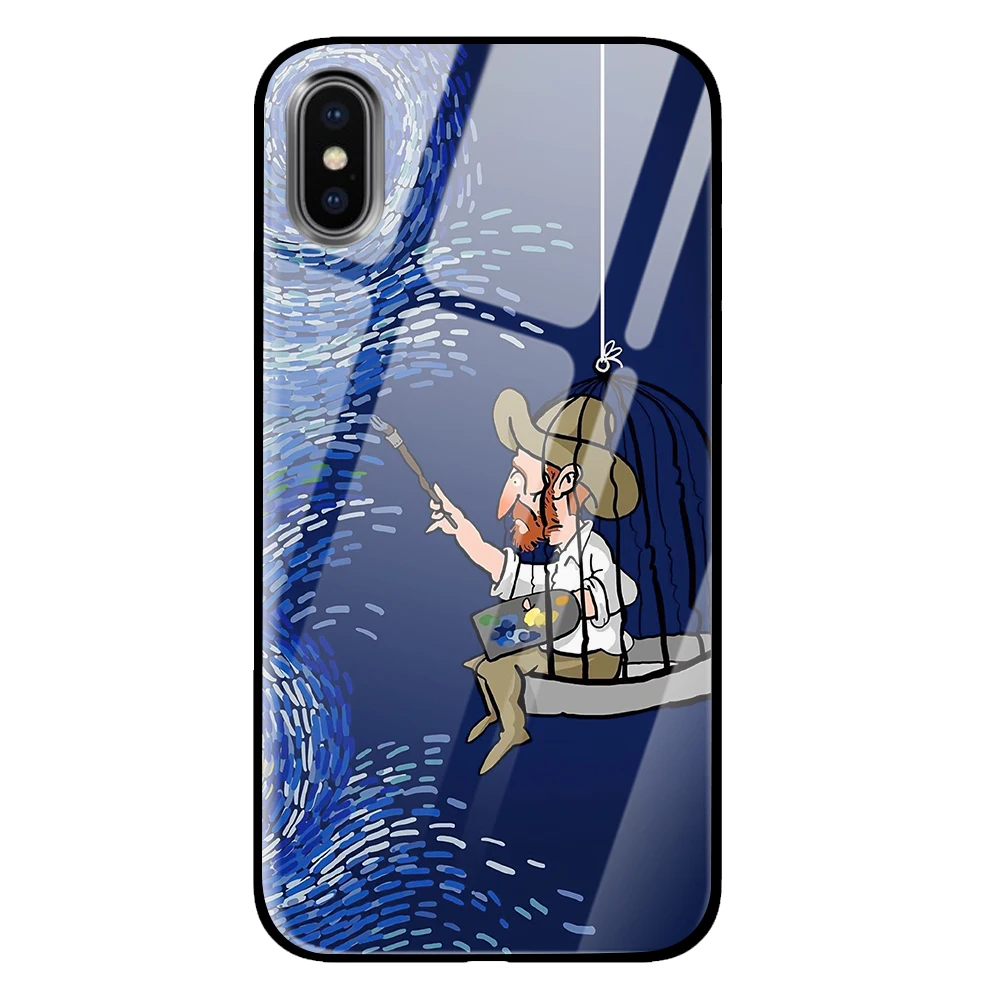 Ван Гог Картина маслом закаленное стекло Роскошные Чехлы для samsung Galaxy S10 S8 S9 Plus Note 8 9 - Цвет: 10