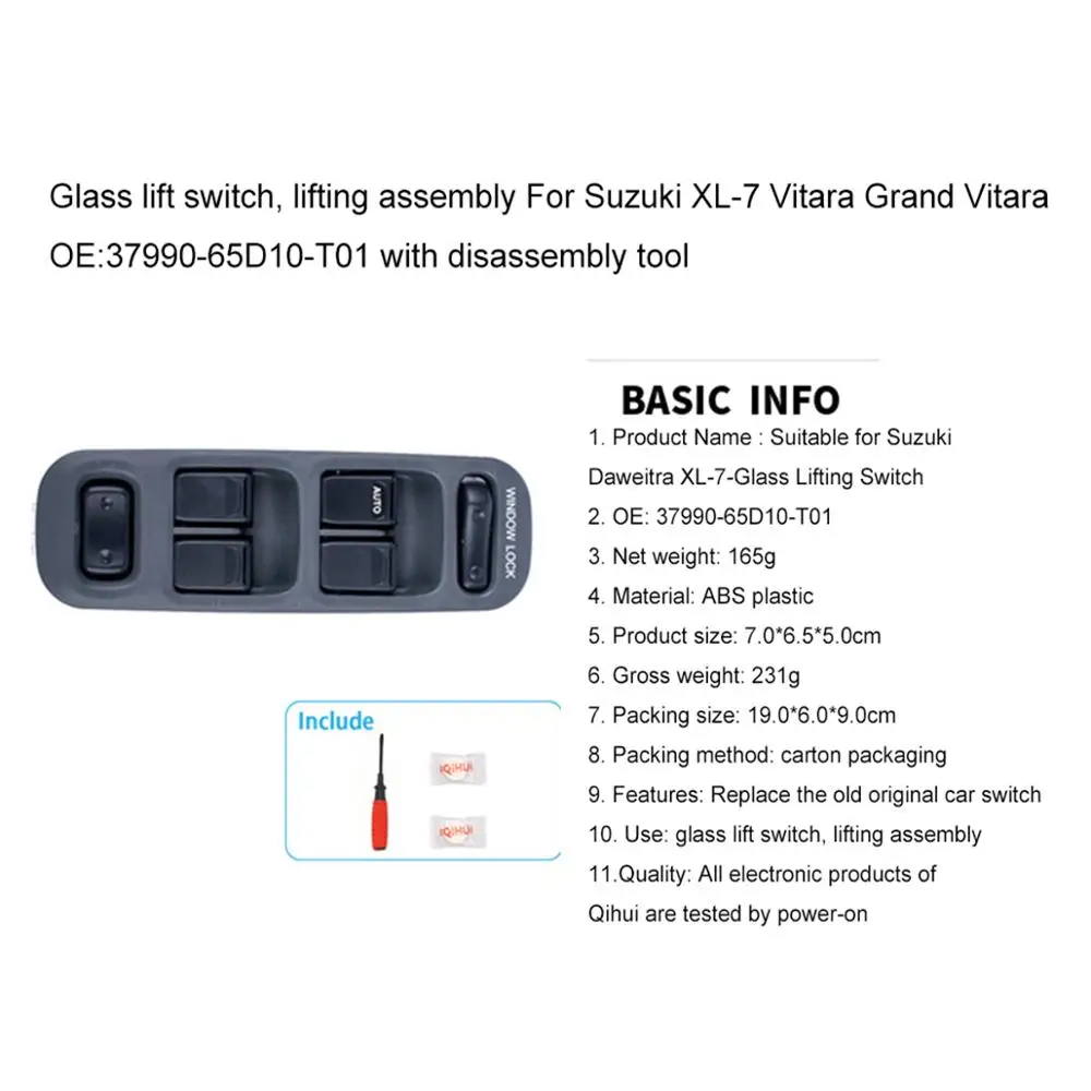 Подъемный переключатель из стекла, подъемный узел для Suzuki XL-7 Vitara Grand Vitara OE: 37990-65D10-T01 с инструментом для разборки