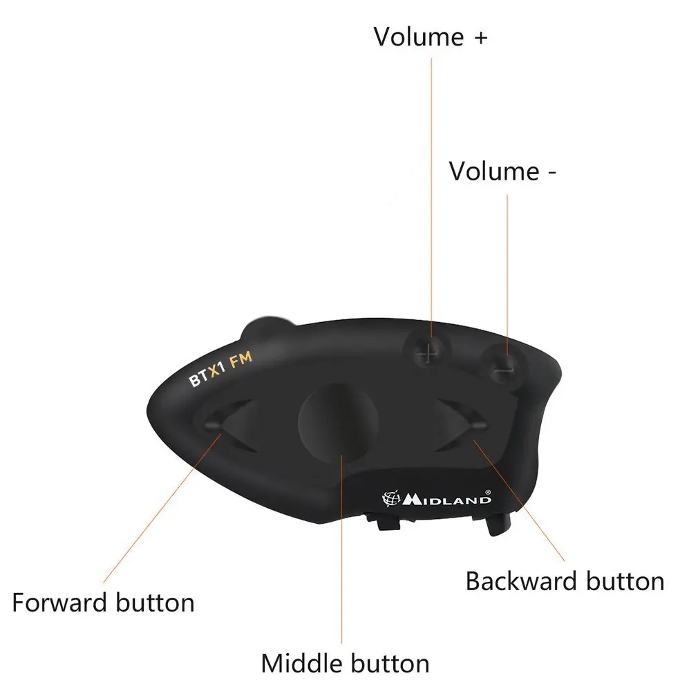 Черный Прочный MIDLAND BTX1 мотоциклетный шлем гарнитура домофон Hands-free Interphone FM Rider-to-Passanger домофон