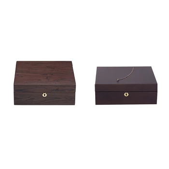 

Necklace Earrings Capacity Storage Case Wooden Jewelry Box Women with Lock Jewelry Display Double Layer