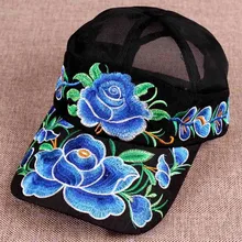 Национальный Ветер вышивка цветы сетчатая бейсболка с возможностью регулировки размера шляпы для женщин 114