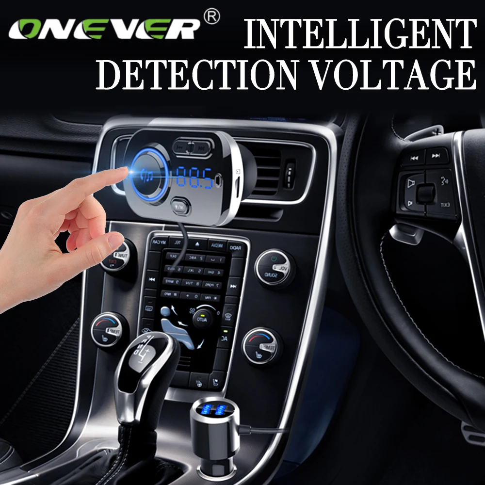Hands-free Smart Bluetooth 5,0 автомобильный комплект динамик двойной fm-трансмиттер с USB атмосферным светом mp3-плеер Быстрая зарядка 3,0
