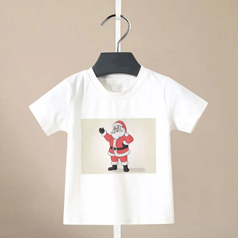 Kawaii/Новинка; Рождественская рубашка для девочек забавная футболка для мальчиков с изображением снеговика, лося, напитка, пива модная детская футболка Повседневная Милая футболка с короткими рукавами - Цвет: 4613