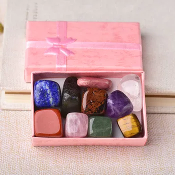 

10PCS/Set Natural Stone Crystal Gift Box Gemstone Chakras Healing Stone Quartz Mineral Home Decoration Gifts Box for Children