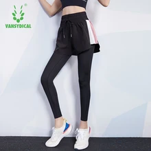 VANSYDICAL, 2 в 1, штаны для бега, женские, для йоги, легинсы из материала стрейч, для тренировок, для бега, леггинсы, женские спортивные штаны, компрессионные штаны для женщин