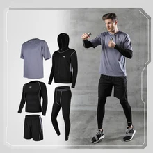 Мужской спортивный костюм одежда для фитнеса компрессионная одежда спортивный бег спортивная одежда тренировочные упражнения тренировка колготки