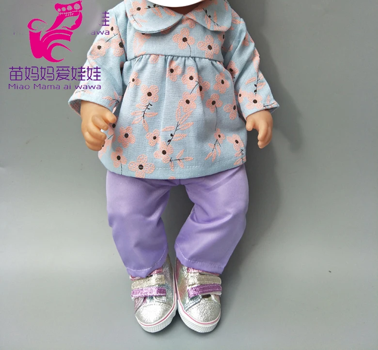  For 18 inch 43CM baby doll flower shirt dress 18" doll dress set outwearing children toys gift