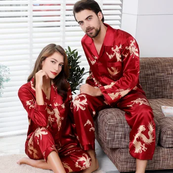 

Sleepwear Women's Couple Pajamas Women Satin Pyjama Woman Home Wear Silk Pyjama Set Night Suit