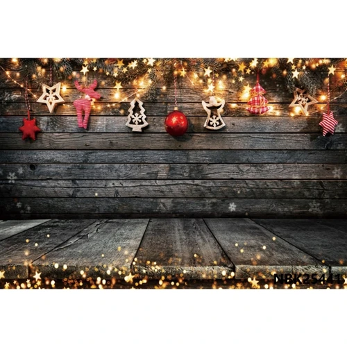Рождественский фон светильник боке деревянная доска Зимний снег колокольчик шар звезда блестящие вечерние виниловые фотографии фон для фотостудии - Цвет: Красный