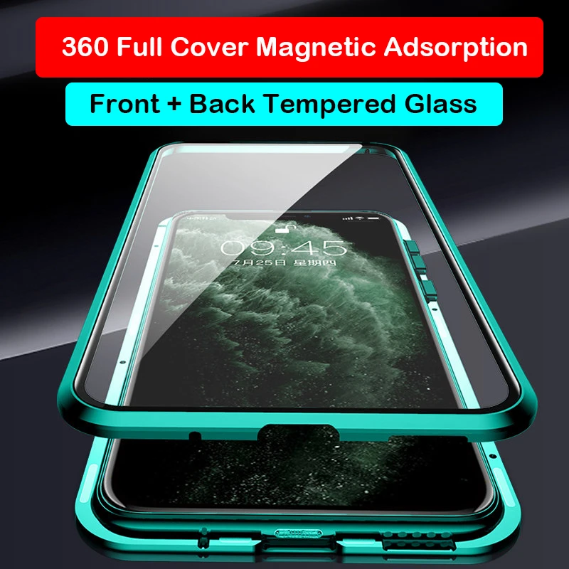 360 Полный Магнитный чехол для iPhone 11 Coque 11 Pro MAX X XS XR металлический бампер двойное закаленное стекло для iPhone 8 7 6 6S Plus чехол