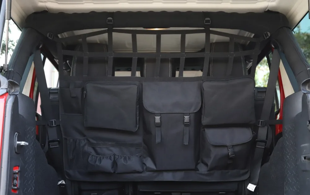 Для Jeep Wrangler JK 2007- Автомобильная Задняя сумка для хранения на спинку сиденья Висячие сетки Карманный багажник контейнер Tidying интерьерные аксессуары