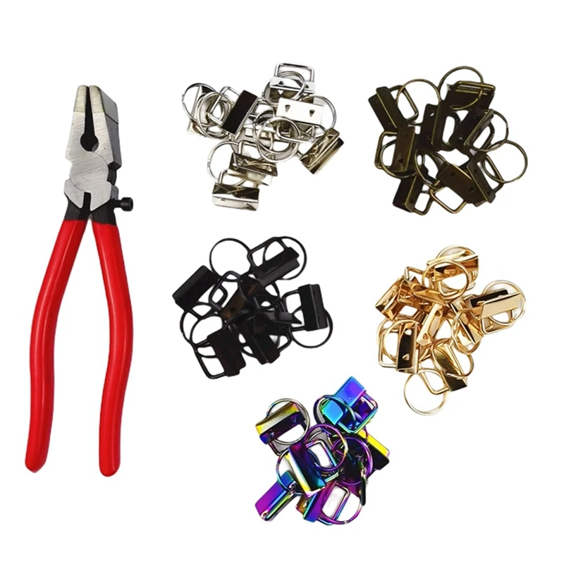 25Mm 5 Colors Key Fob Hardware With 1Pcs Key Fob Pliers,Glass Running